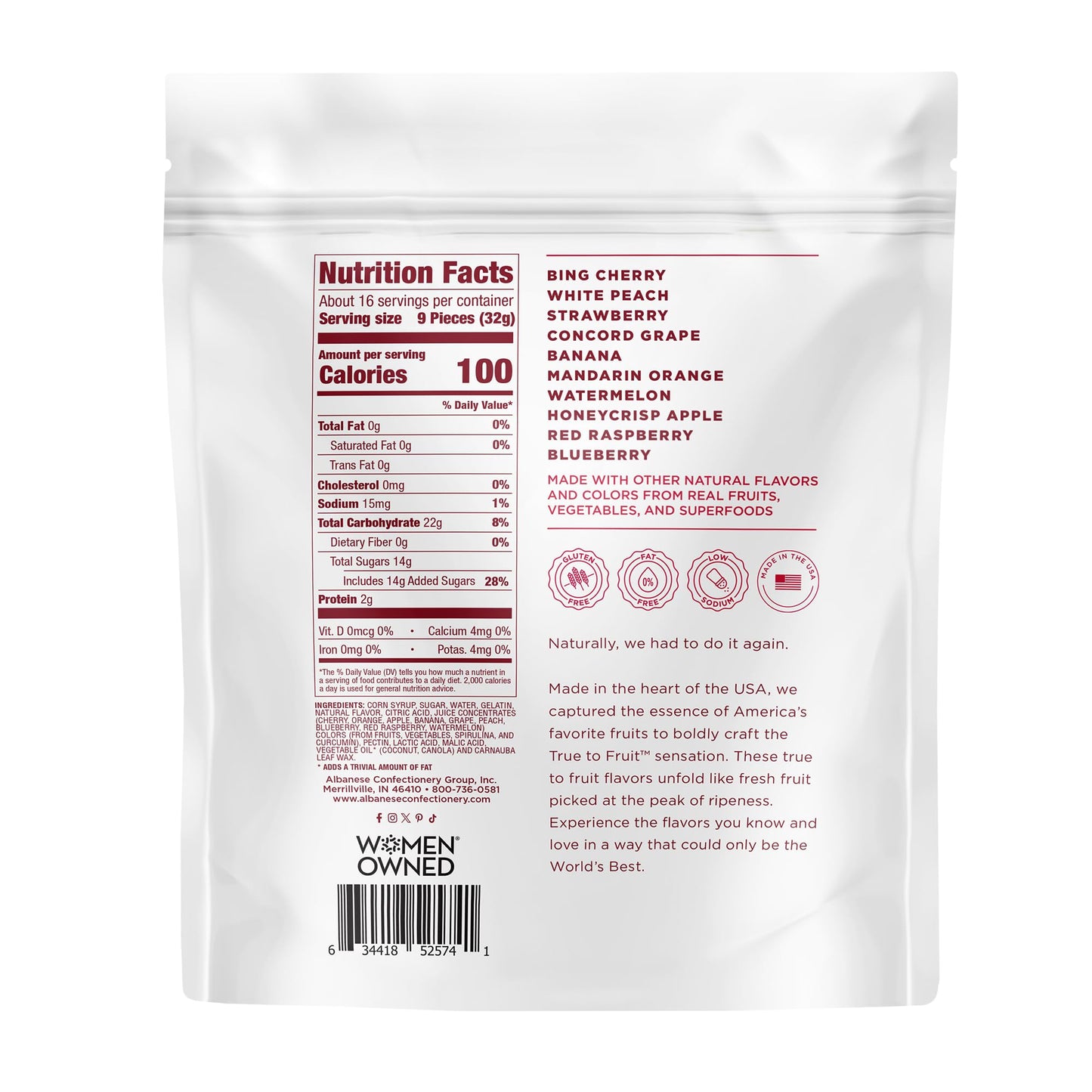 Albanese World's Best True to Fruit™ - American Favorite Fruits Gummies, 18.75oz Bag of Candy