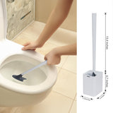 Broombi Sani-Flex Toilet Brush Squeegee and drip-Less Holder Set with a Patented Silicone Bristle-Free Head - no Mess, no clinging gunk or Poo, Super