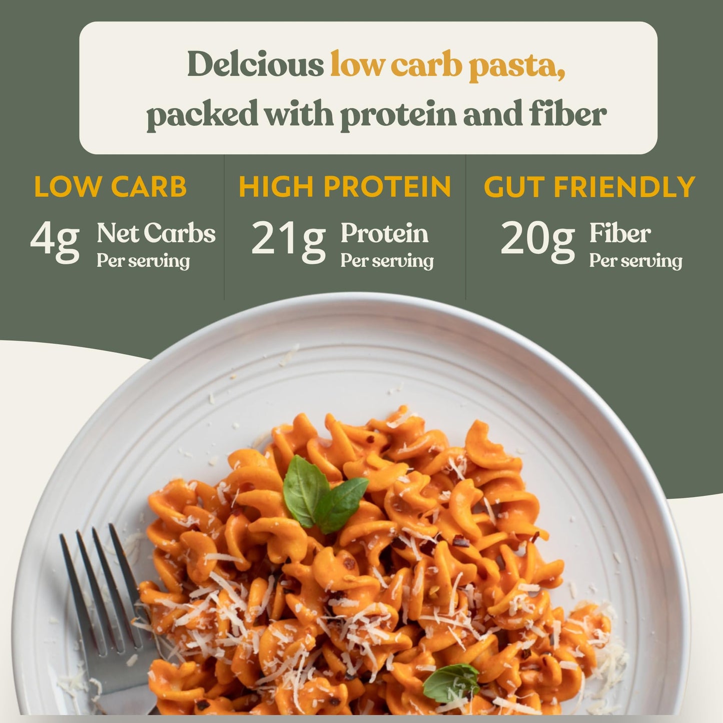 Chef’s Kiss Low Carb Rotini | 4g Net Carbs, 21g Protein | Keto Friendly, Low Glycemic Pasta Made from Lupins | Gluten Free, High Protein | No Gums |