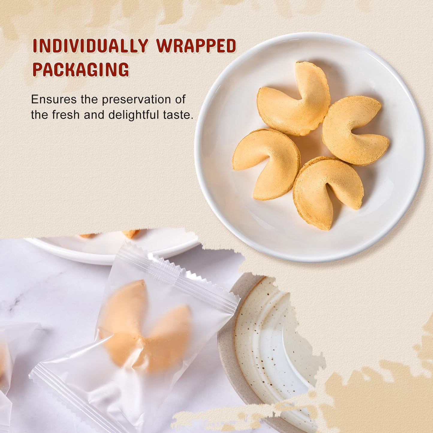 52USA Fortune Cookies 50 Count Individually Wrapped Bulk, Vanilla Flavor Crisp Funny Misfortune Cookies 8oz, Premium USA Made, Kids/Party/Valentine