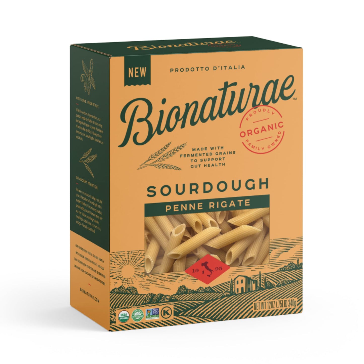 Bionaturae Sourdough Organic Penne Pasta - Organic Pasta, Pasta Penne, Pasta Noodles, Penne Pasta Noodles, Dried Pasta, Penne Noodles - 12 Ounce (Pack