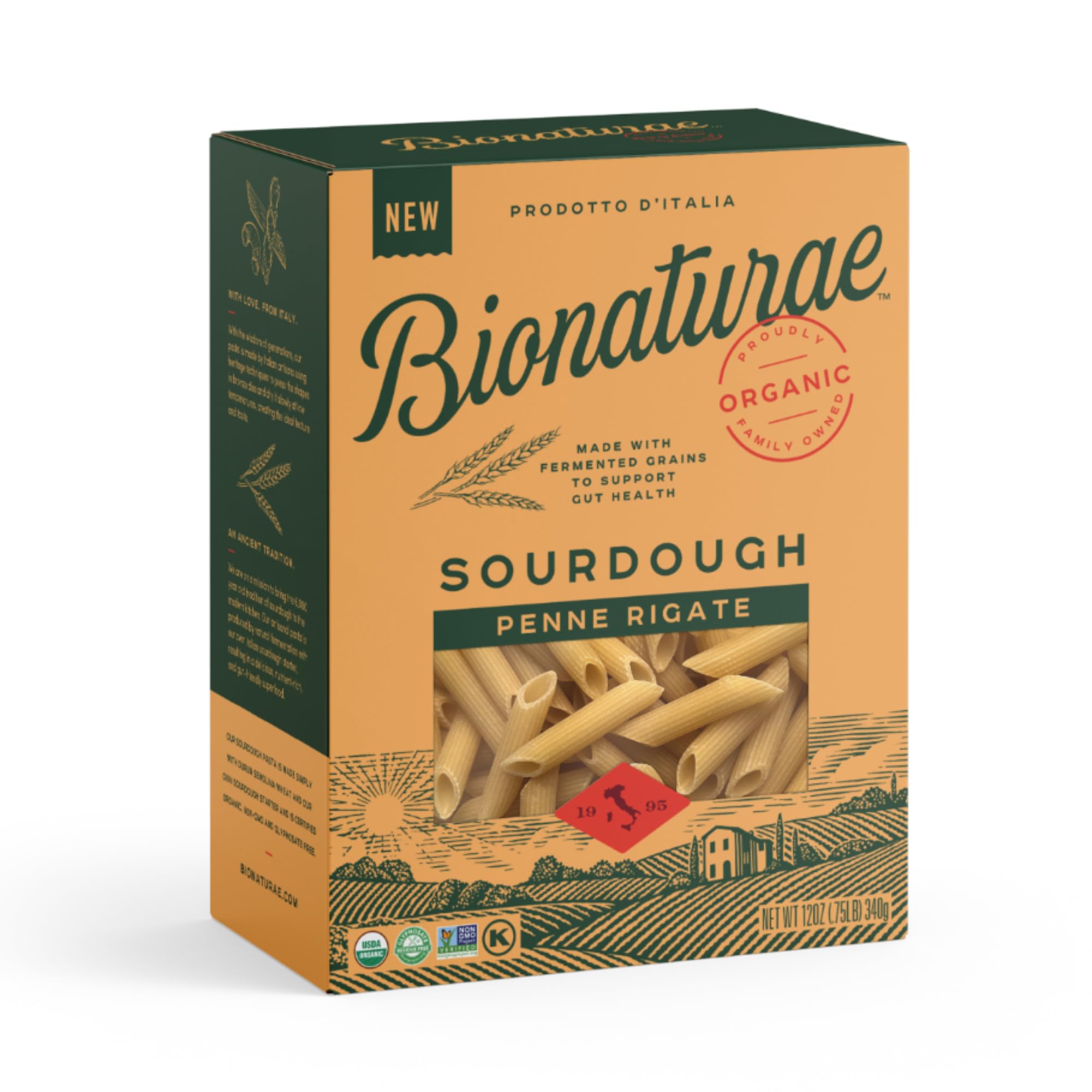 Bionaturae Sourdough Organic Penne Pasta - Organic Pasta, Pasta Penne, Pasta Noodles, Penne Pasta Noodles, Dried Pasta, Penne Noodles - 12 Ounce (Pack