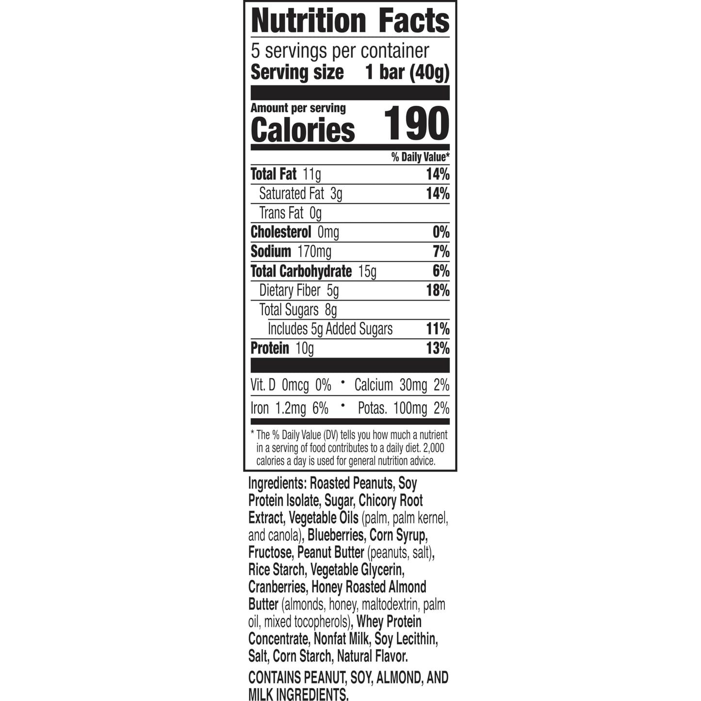 Nature Valley Protein Granola Bars, Blueberry Nut, Chewy Snack Bars, 5 Bars, 7.1 OZ