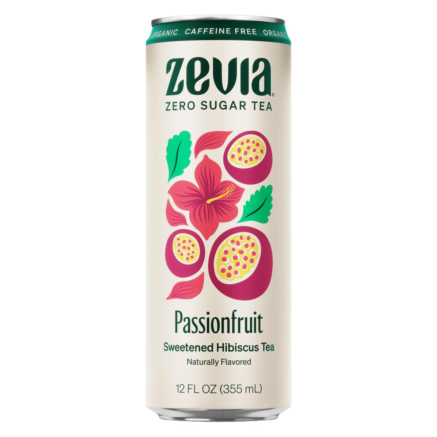 Zevia, Organic Caffeine Free Sweetened Hibiscus Passionfruit Tea, 12 Fl Oz