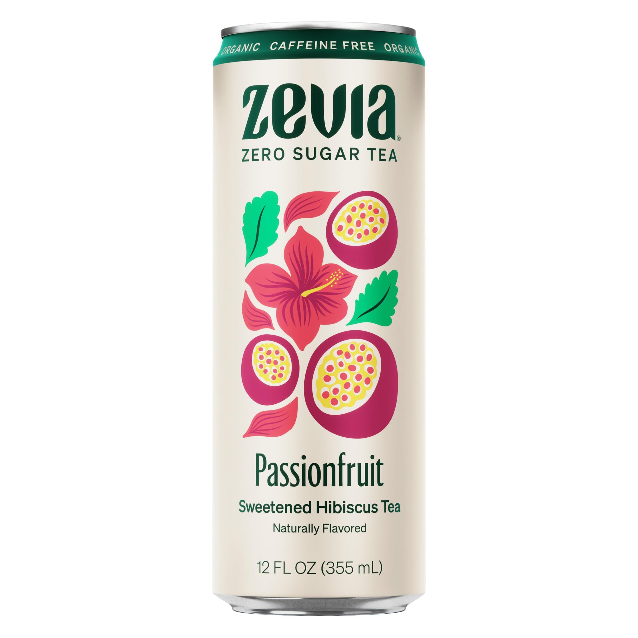 Zevia, Organic Caffeine Free Sweetened Hibiscus Passionfruit Tea, 12 Fl Oz