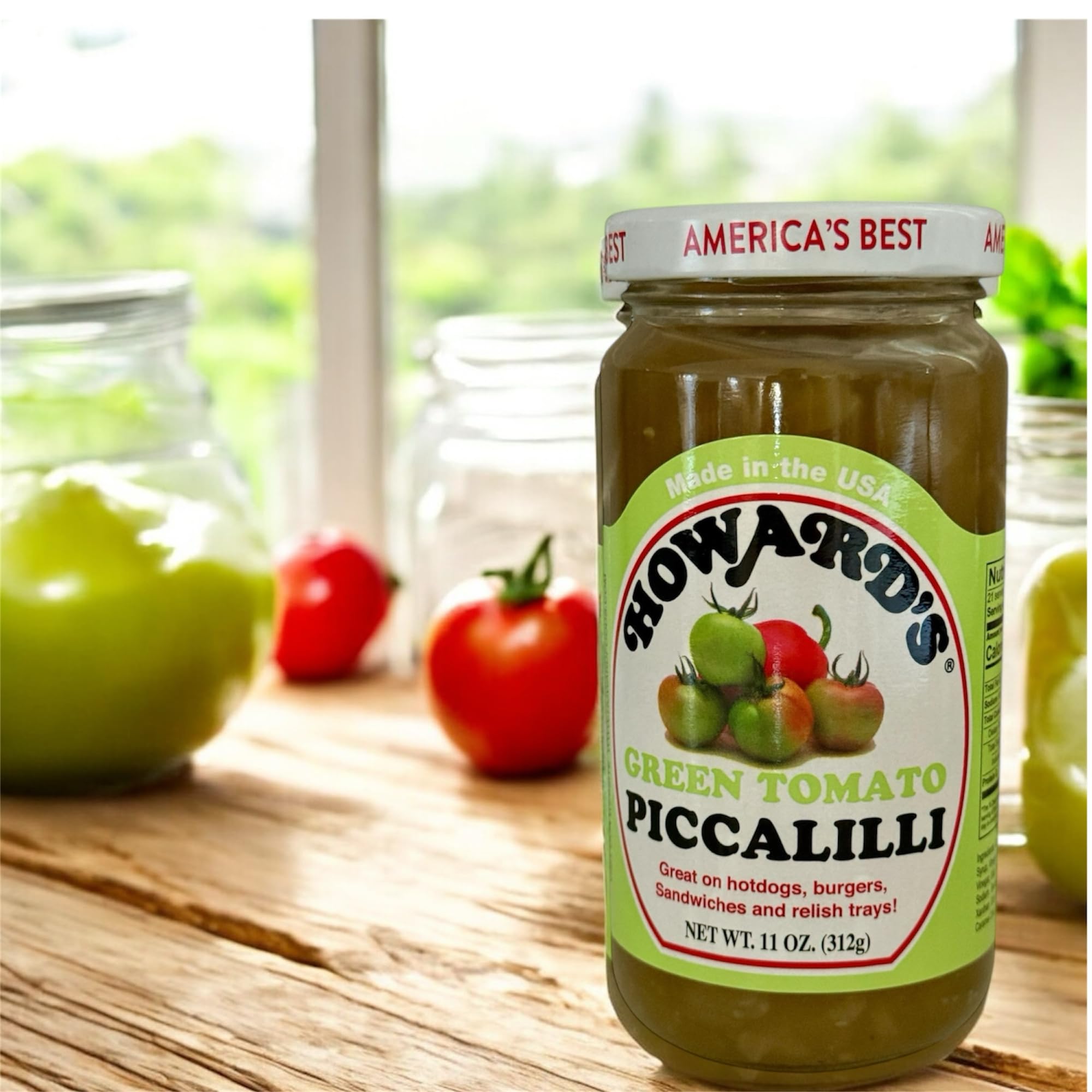 Howard’s Green Tomato Piccalilli 11 oz (312g) | Classic Relish | Great on Hot Dogs, Burgers, Sandwiches & Relish Trays | Gluten Free [Pack of 2]