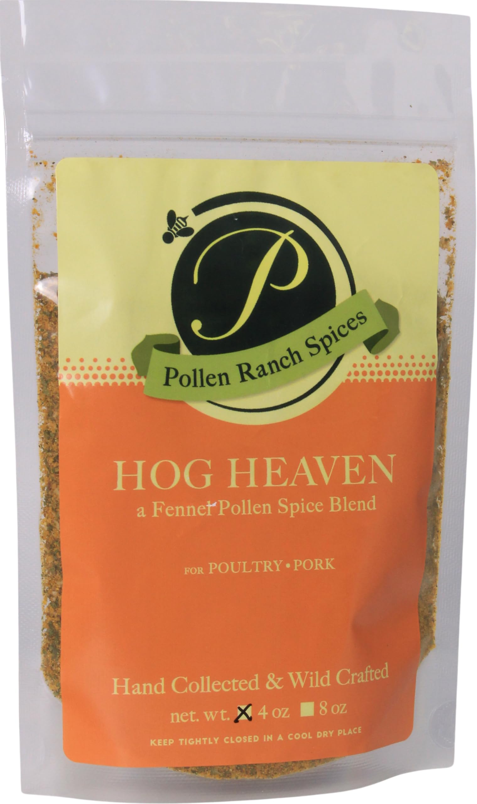 Pollen Ranch Hog Heaven Seasoning Fennel Pollen Spice Blend - Warm & Toasty Herb and Seasoning Blend, Resealable Pouch, 4 Oz