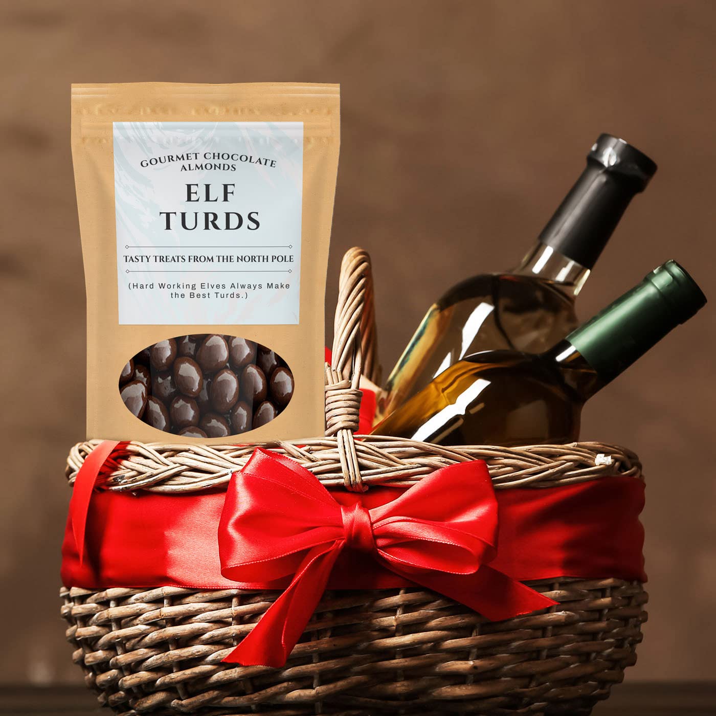 Elf Turds Dark Chocolate Almonds - Kepperton Gourmet Chocolate Almonds - Funny Holiday Candy Gifts for Teens Stocking Filler
