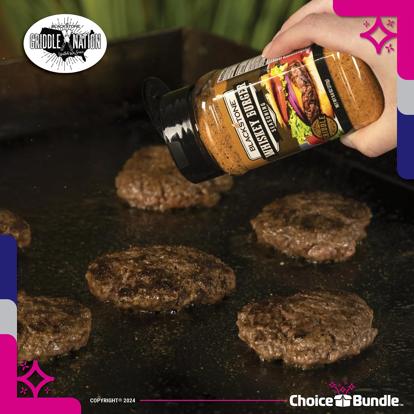 Blackstone Cheesesteak & Whiskey Burger Seasoning - Gourmet Griddle Premium BBQ Barbecue Rub 4 Pk Choice Bundle (33.8 oz) + BBQ Guide & Bottle Opener