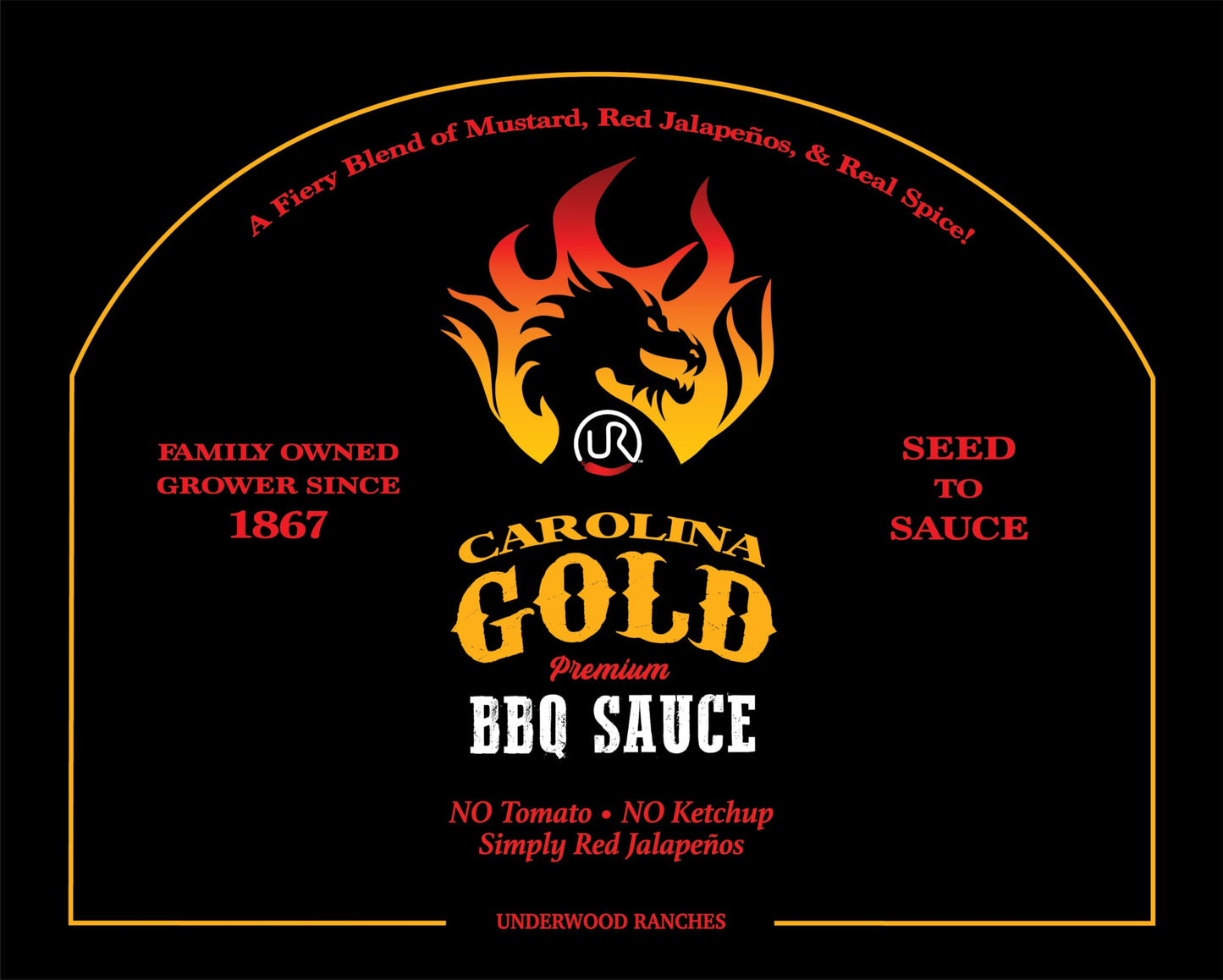 Underwood Ranches Carolina Gold BBQ Sauce - Made with Red Jalepenos, NO Tomato, NO Ketchup, BBQ Sauce for Wings, Chicken, Beef, Pork, Seafood