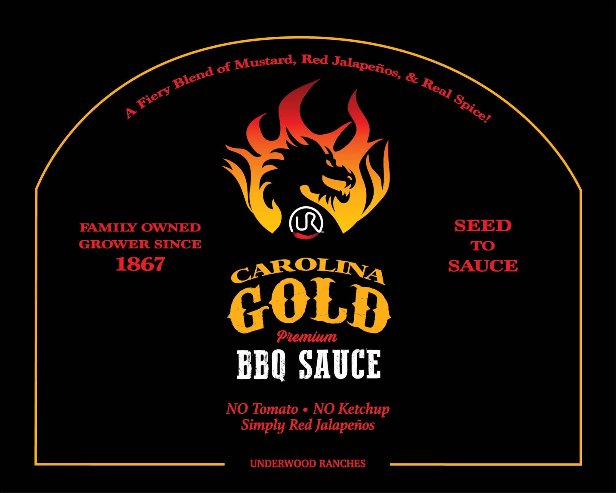 Underwood Ranches Carolina Gold BBQ Sauce - Made with Red Jalepenos, NO Tomato, NO Ketchup, BBQ Sauce for Wings, Chicken, Beef, Pork, Seafood