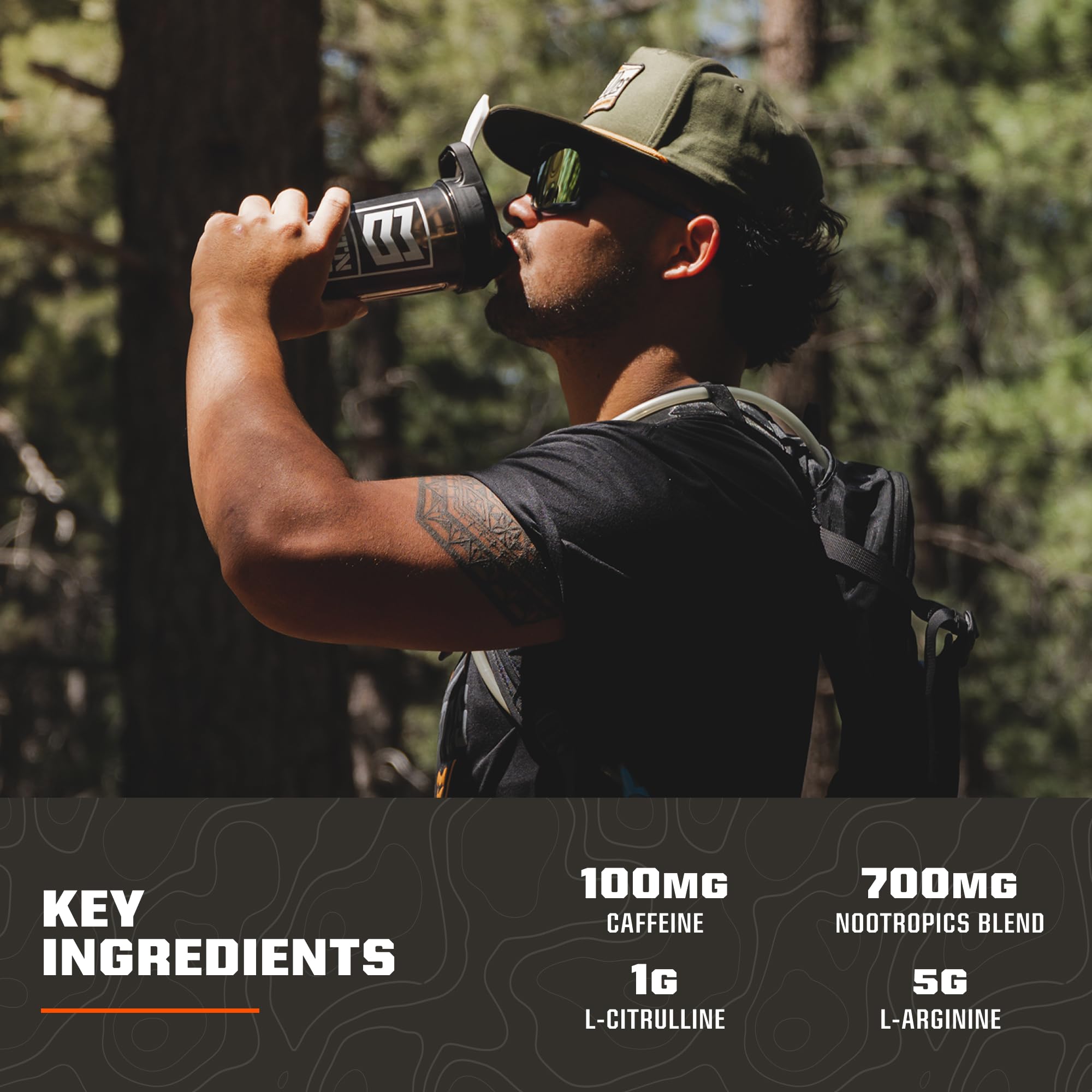 MTN OPS Ignite Lite Sugar Free Energy Drink Powder with 100mg Caffeine, Nootropic Blend for Energy & Focus, L Arginine & L Citrulline for Endurance