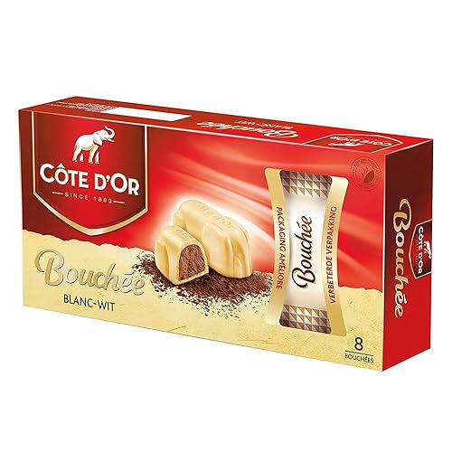 Cote d'Or - White Bouchees - 24 g x 8 pieces - Belgian Milk Chocolate - Chocolate nut bars - perfect snack - Individually wrapped bar chocolate