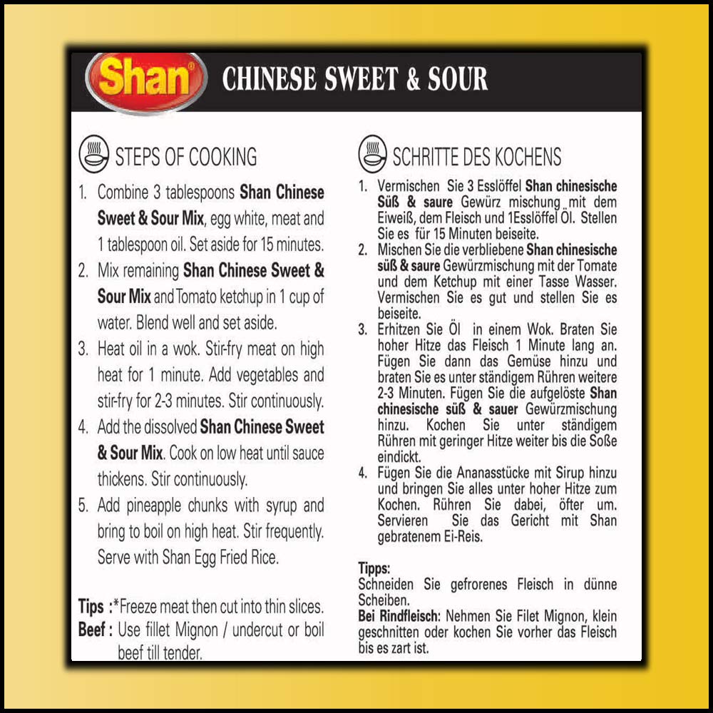 Shan Chinese Sweet & Sour Oriental Seasoning Mix 1.76 oz (50g) - Spice Powder for Stir-Fried Meat & Vegetables Curry - Suitable for Vegetarians