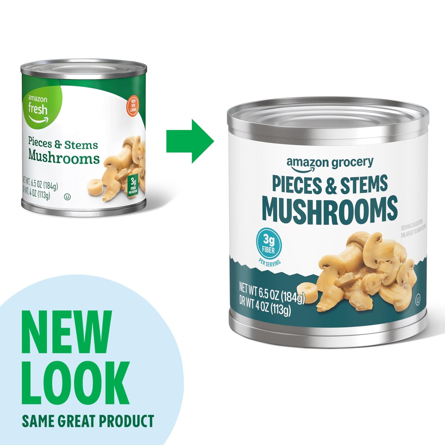 Amazon Grocery Pieces & Stems Mushrooms, Can, 4 Ounce