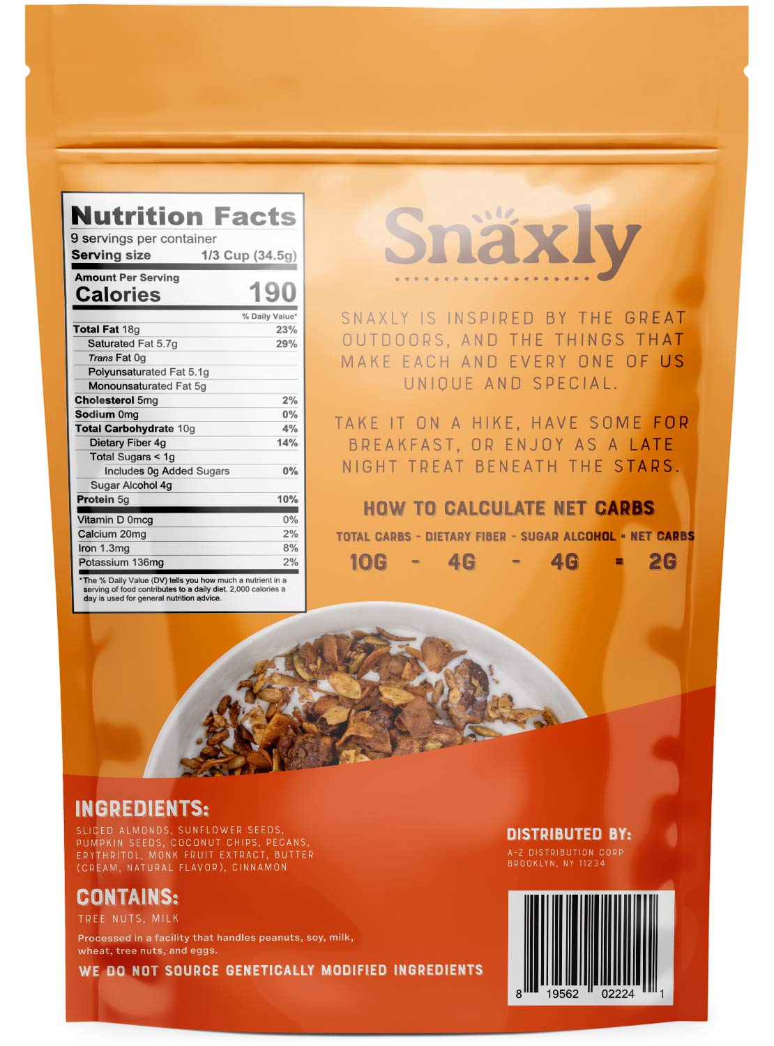 Snaxly - Keto Crunch Nut Granola Breakfast Cereal Variety Pack - 3g Net Carbs - Gluten & Grain Free - Low Carb Snacks & Food - No Added Sugar