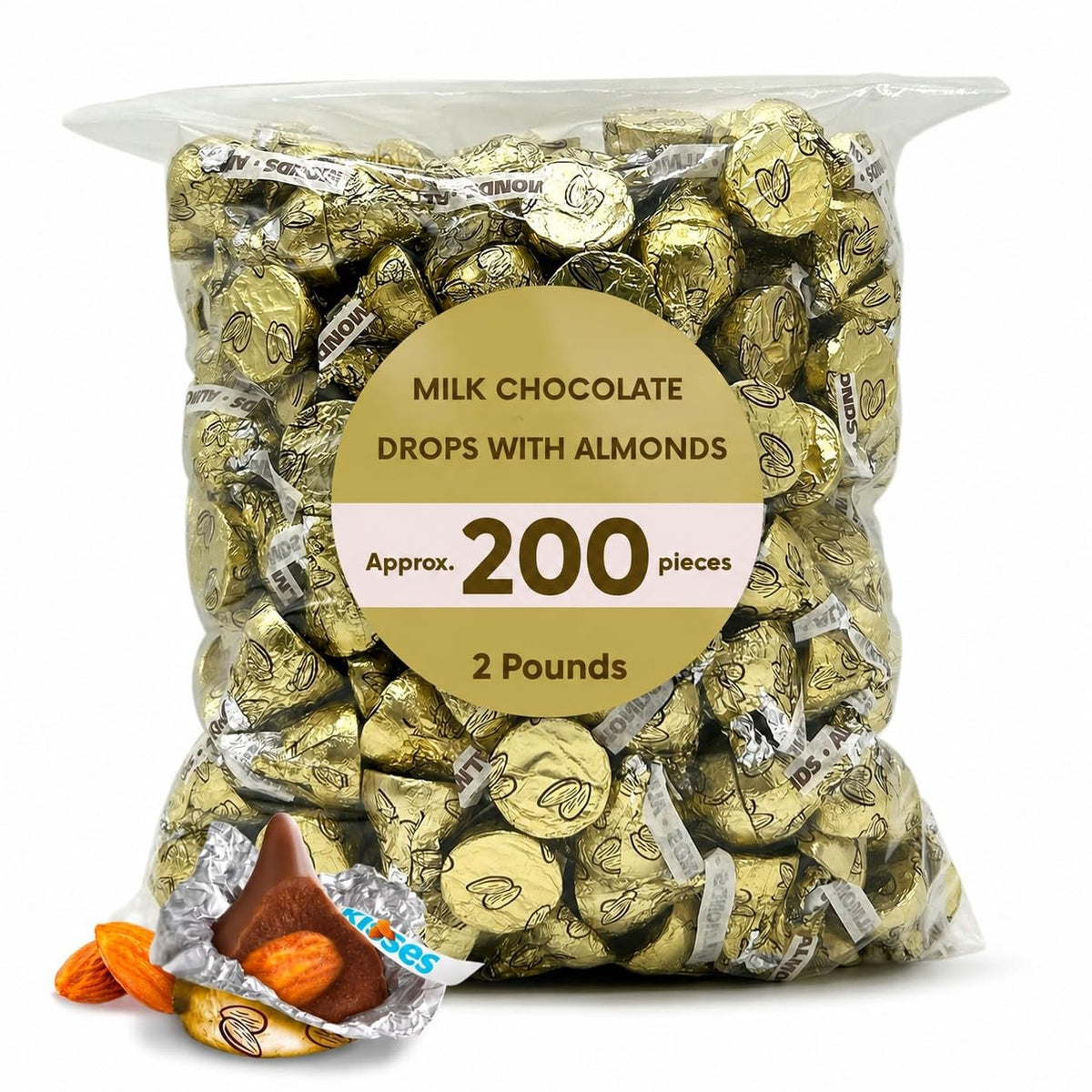 Milk Chocolate with Almond Candy Pieces Cream Foil Wrapped Bite Size Treats