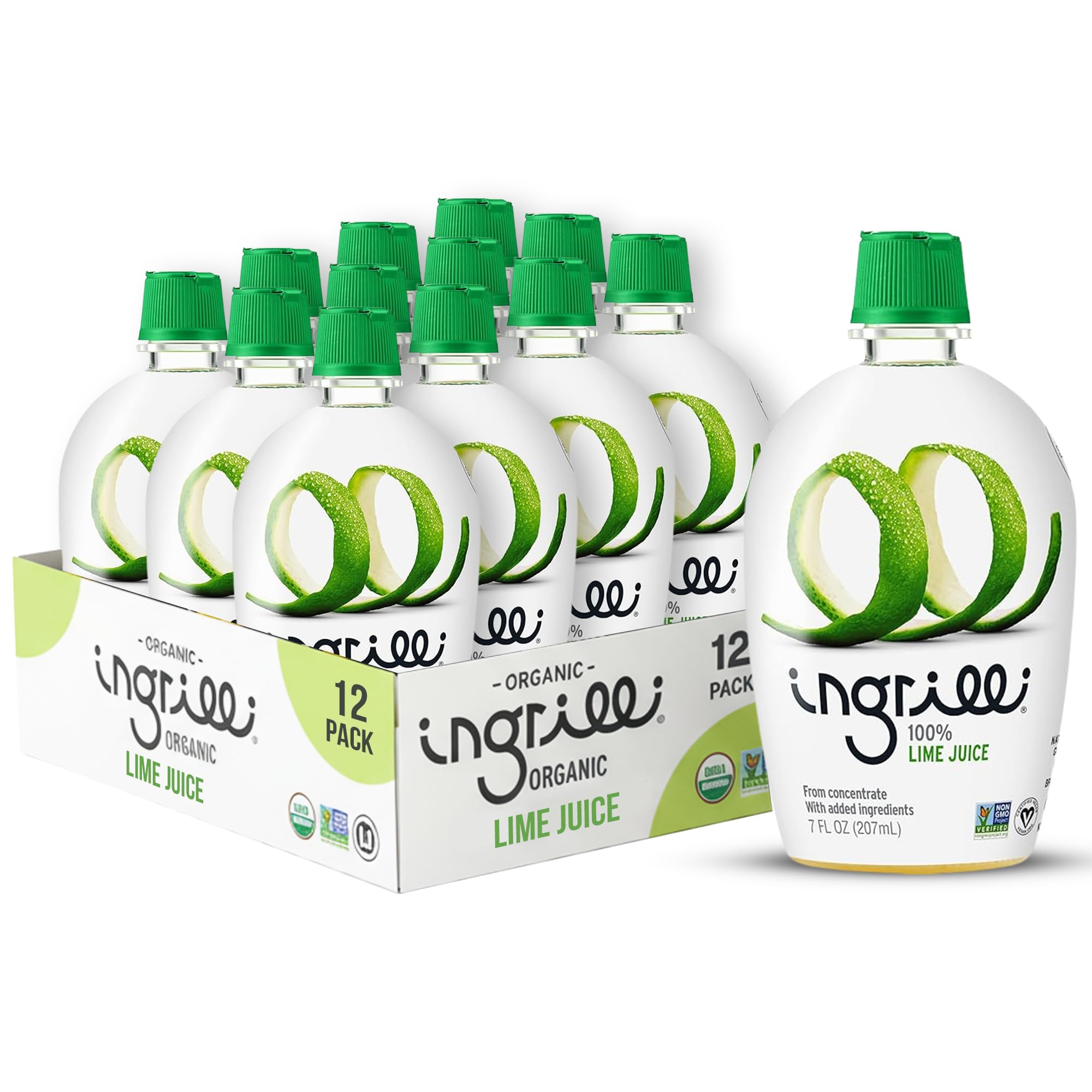 Ingrilli 100% Lime Juice from Concentrate, 7 Fl Oz Bottle (Pack of 12)