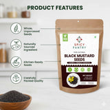 SPICY PANTRY Black Mustard Seeds 4 oz - Whole Spice for Curries, Pickles, Marinades, Spice Blends & Tempering - Non-GMO, Gluten Friendly, Bold
