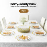 Tiozuiu 25PCS Plastic Paper Plates Set for Party, Clear Charges Plates Desechables Elegant for Dinner, 12.6Inch Wedding Plastic Plates for Event