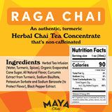Maya Tea Raga Chai Tea Concentrate, Turmeric Spiced Herbal Blend, No Caffeine, 64 oz Bottle with Pump, 64 Servings
