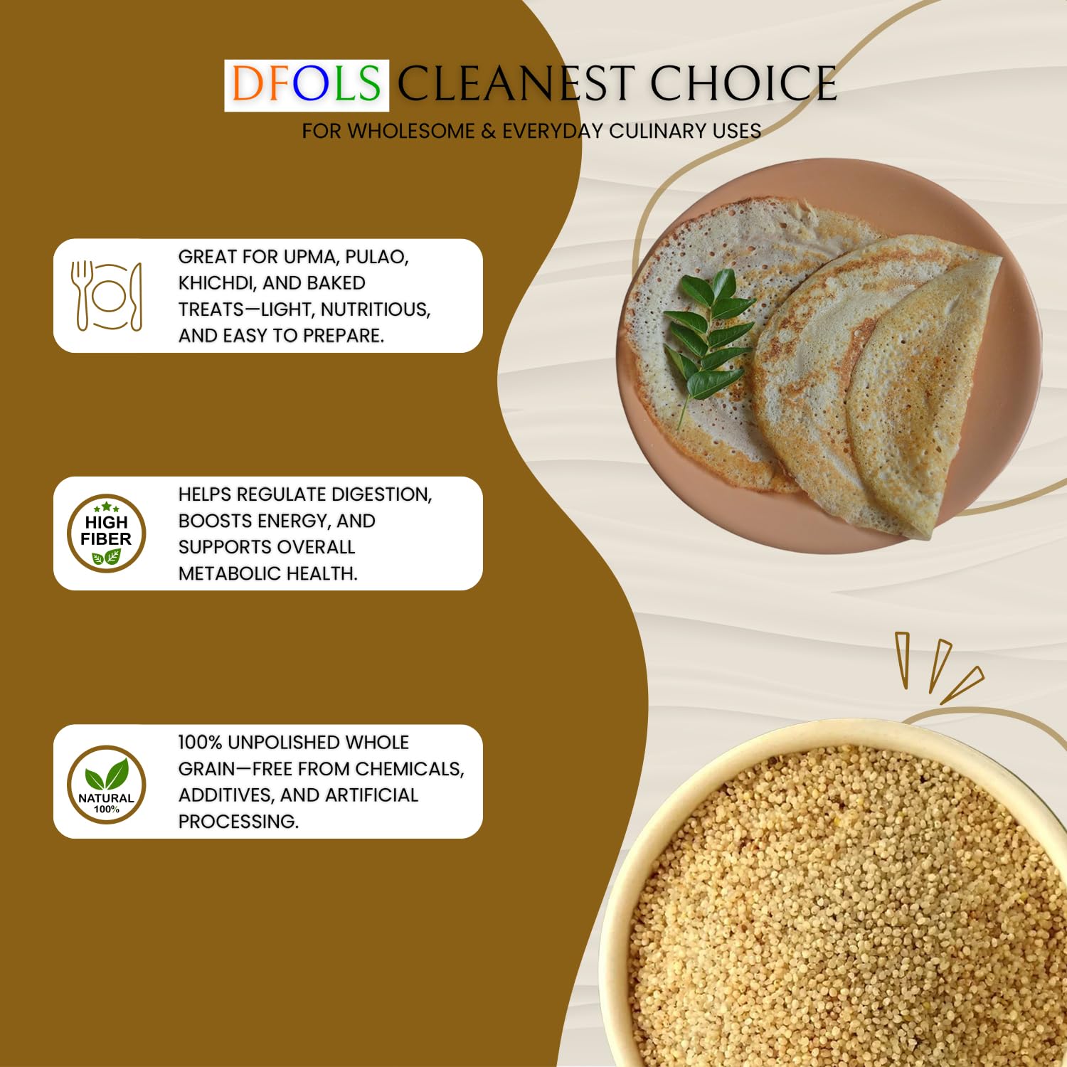 DFOLS Little Millet Whole Grain Light Earthy Flavor for Daily Cooking 0.55lb 8.82oz (250g) Premium Quality ???????