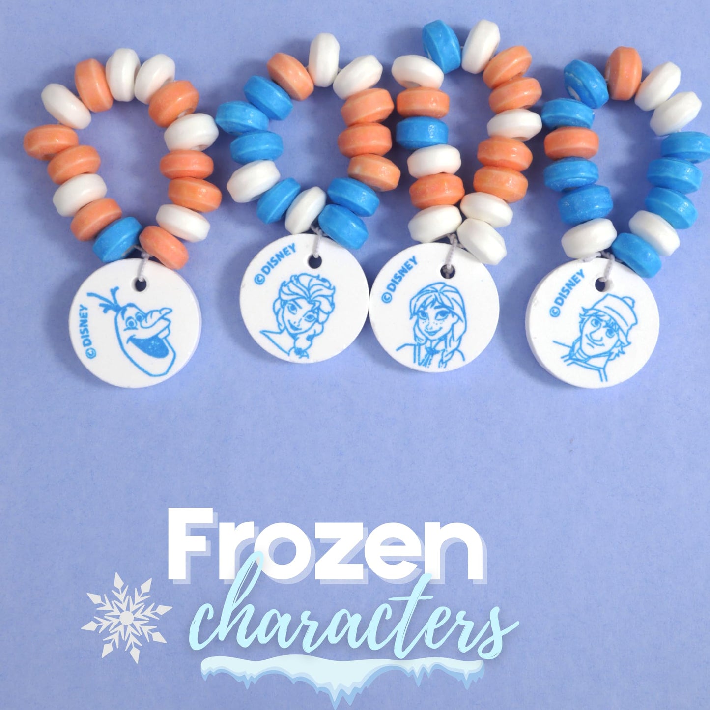 Disney Frozen Candy Bracelets, Edible Jewelry with Character Charms, Individually Wrapped Party Favors, 20 Pieces Inside