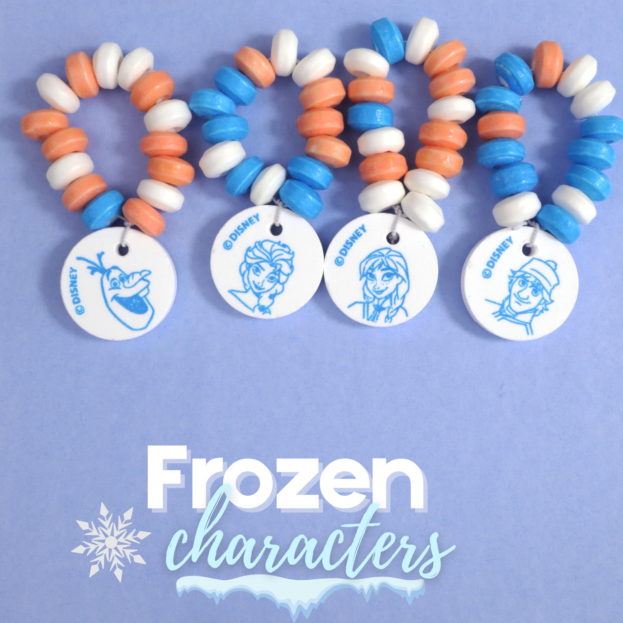 Disney Frozen Candy Bracelets, Edible Jewelry with Character Charms, Individually Wrapped Party Favors, 20 Pieces Inside