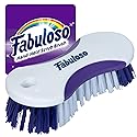 Fabuloso Cleaning Brush, Compact Hand Scrub Brush with Easy Grip Rubber Texture for Kitchen, Bathroom, Tile, Baseboards and Floors, Firm Bristles