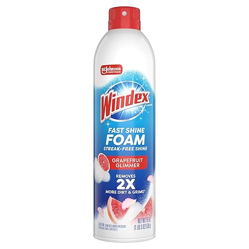 Windex Fast Shine Foam Glass Cleaner Supplies, No-Drip Window & Mirror Aerosol Spray, Streak-Free, Removes Fingerprints, Dust, Dirt & Smoke Film