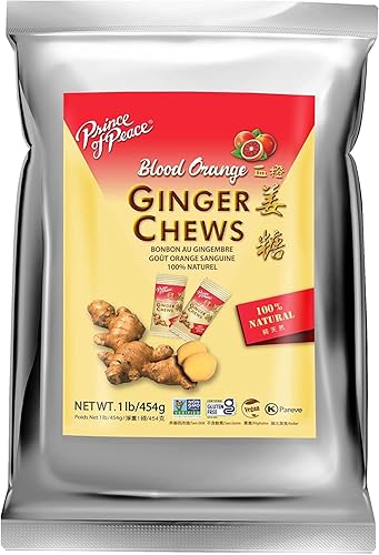 Prince of Peace Blood Orange Ginger Chews, 1 lb. - Candied Ginger - Candy Pack - Ginger Chews Candy - Natural Candy