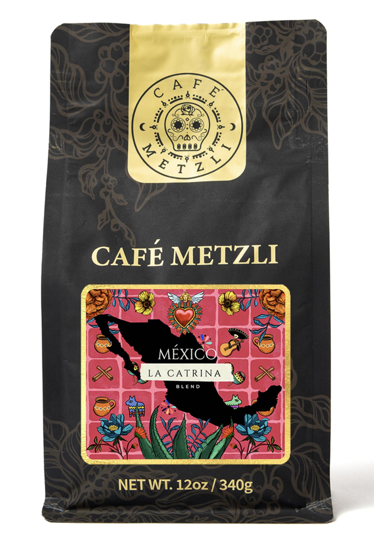 Café Metzli: Mexican Specialty Coffee - "La Catrina" (Blend) Ground Coffee 12oz