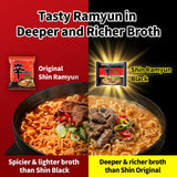 Nongshim Shin Ramyun Black Noodles, Spicy Korean Signature Instant Ramyun, Rich Beef Bone Broth, Pantry Essential Korean Noodles, Quick and Easy, 4.58