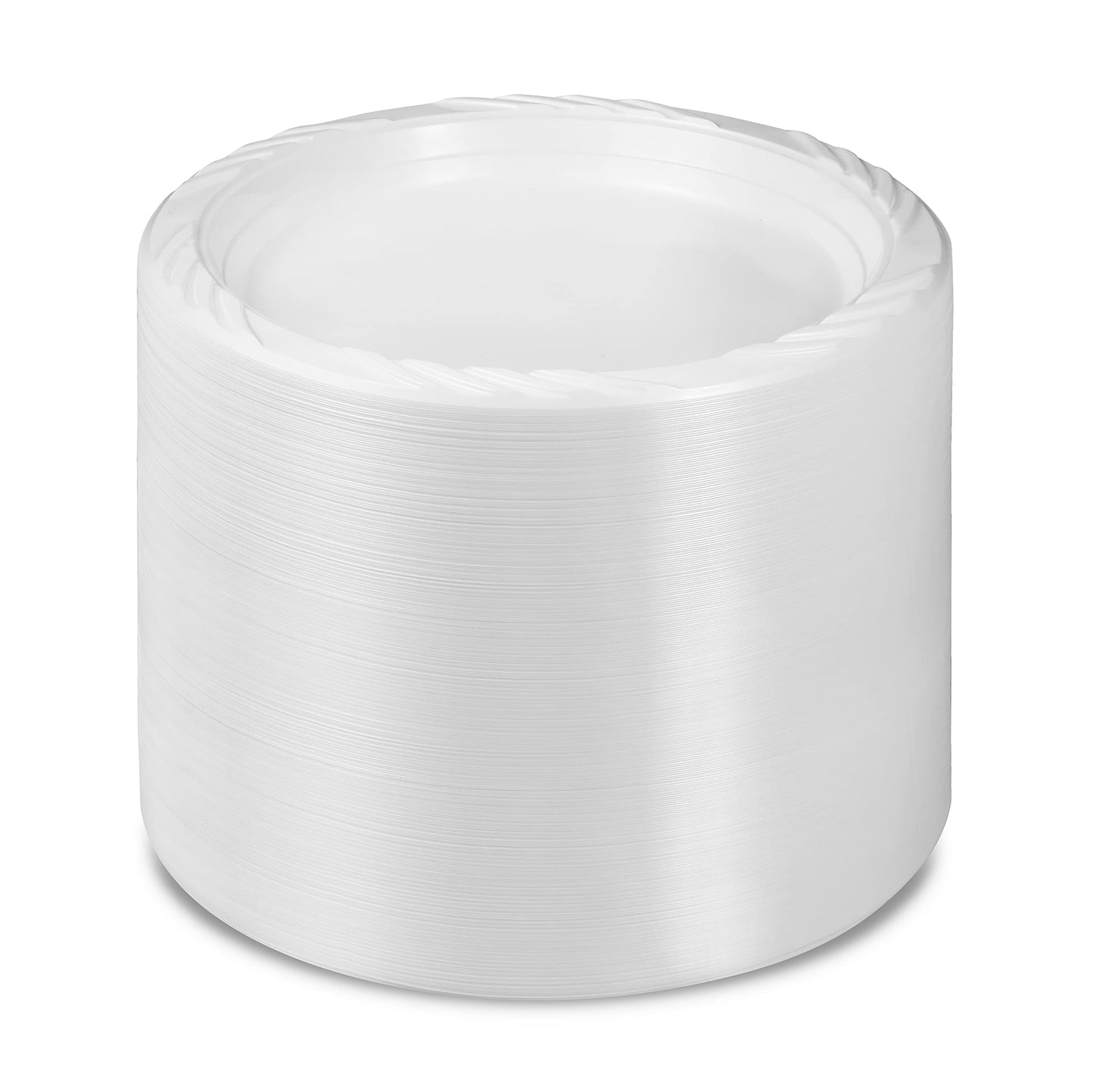Munfix 200 White Plastic Dessert Plates, 6 Inch Disposable Plates, Bulk Pack for Party, BBQ, Picnic, Parties, Travel and Events, Microwavable