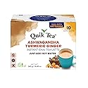 QuikTea Instant Ashwagandha Turmeric Ginger Chai Tea Latte, 10 Single-Serve Sachets, Artisanal Indian Chai Latte Mix, Just Add Hot Water, Low