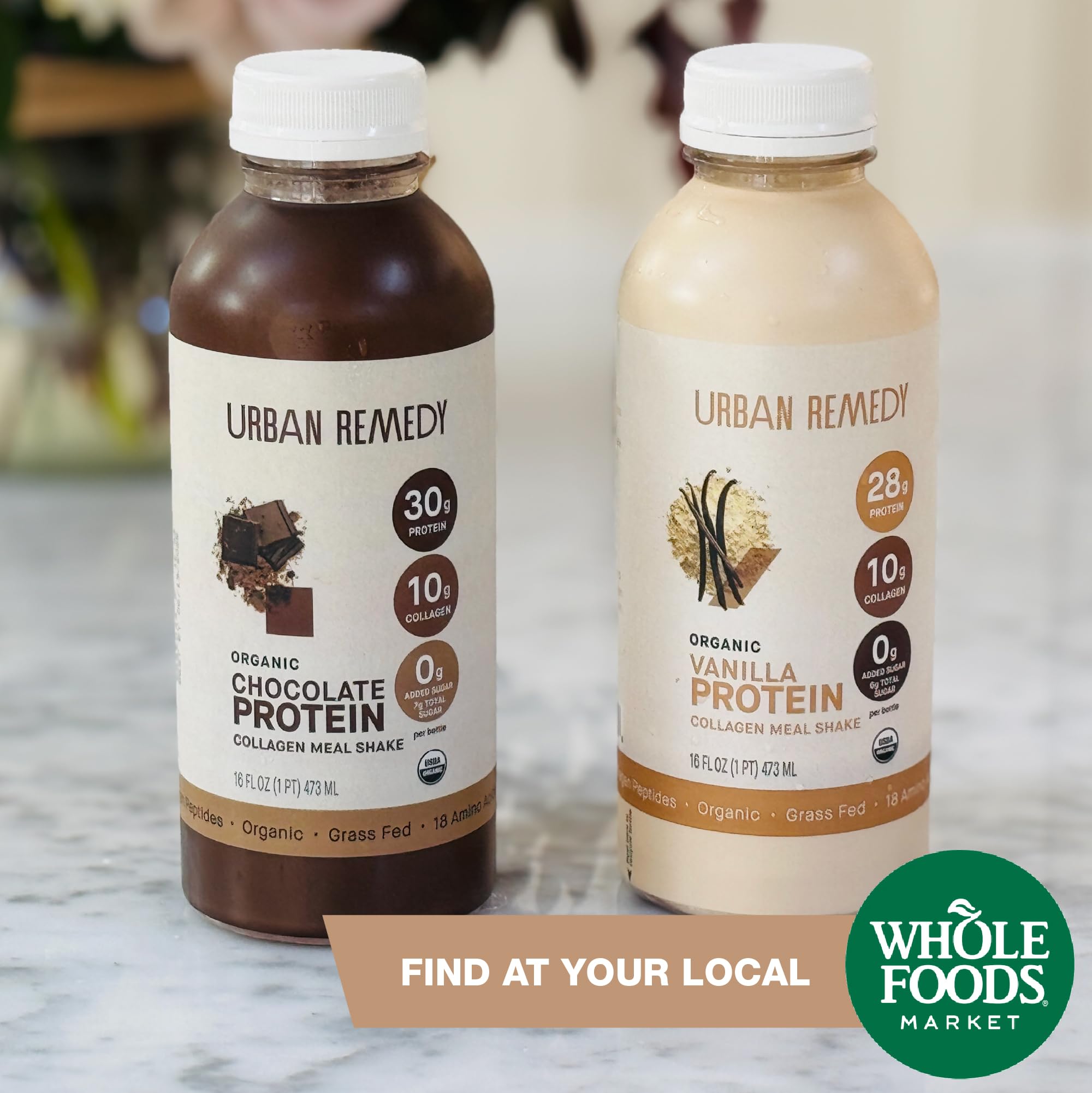 Urban Remedy Vanilla Protein Collagen Meal Shake, 16 oz - 28g Protein, 10g Organic Grass-Fed Collagen, No Added Sugar, Dairy-Free