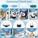 Electric Spin Scrubber, Electric Cleaning Brush, Multifunctional 360 Automatic Rotation Cordless Spin Scrubber with 7 Replaceable Brush Heads