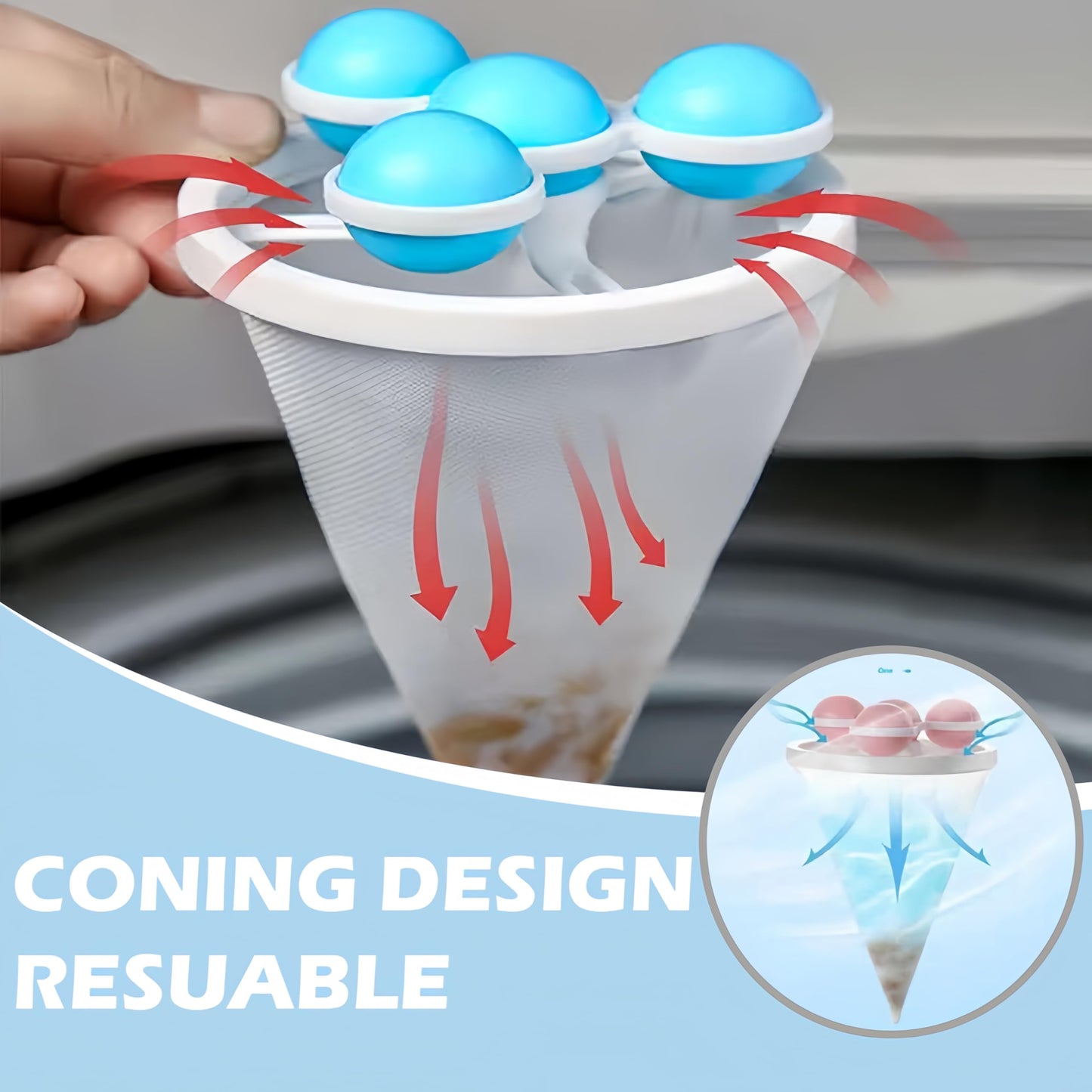 Floating Hair Filtering Mesh Removal, 3Pcs Lint Catcher for Washing Machine Hair Catcher Washer Machine, Reusable Lint Catcher for Laundry Dog Cat Pet