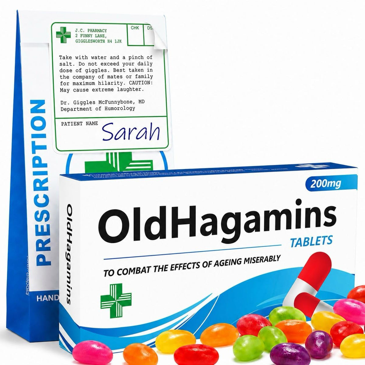 OldHagamins Joke Prank Pill Box with Jelly Beans Candy - Funny Mom Gifts, Mothers Day Gift for Mom, Birthday Gifts for Women, Gag Gift for Her
