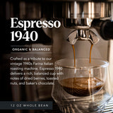Carmel Valley Coffee Roasting Espresso 1940 - Organic Medium Roast, Africa, Central & South America - Notes of Dried Berries, Toasted Nuts & Baker’s