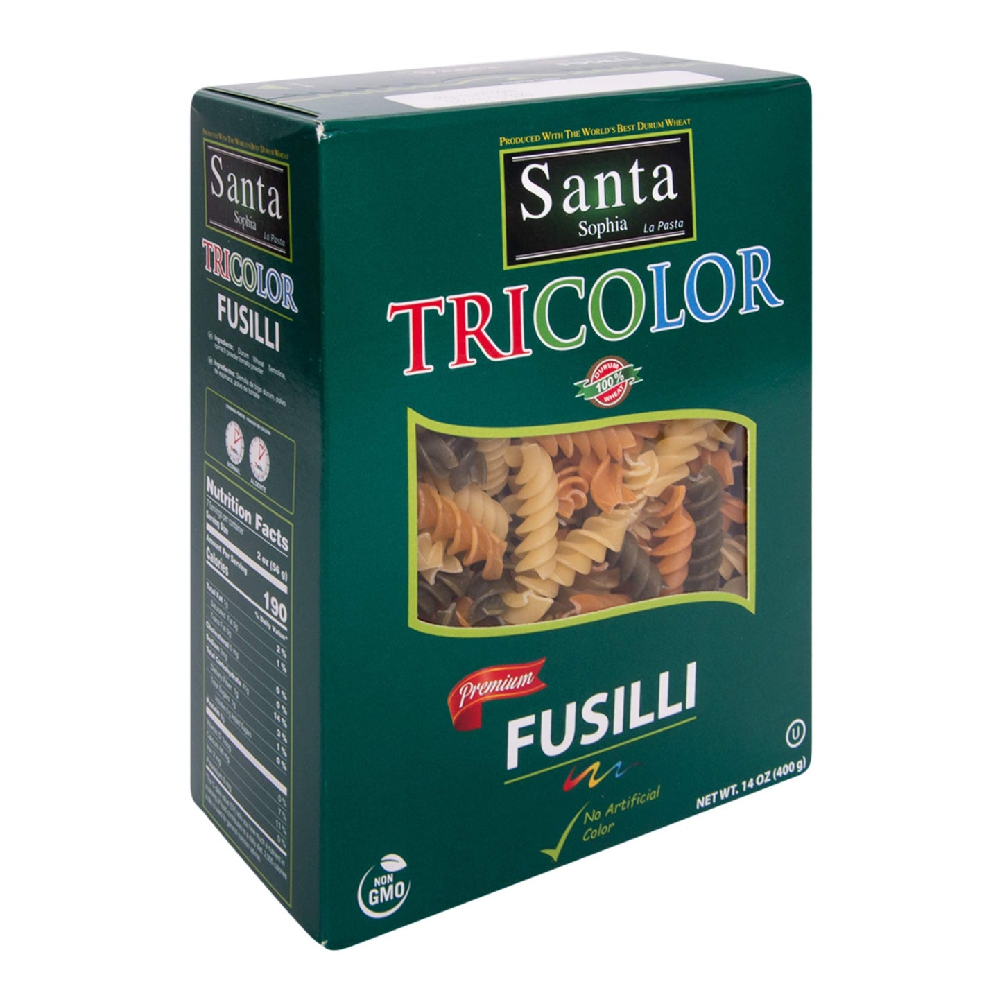 Santa Sophia Pasta - Tricolor Fusilli, 14 Ounce (Pack of 2)