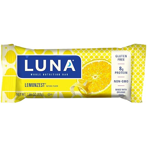 CLIF LUNA Luna BAR - Gluten Free Snack Bars - Lemon Zest -8g of Protein - Non-GMO - Plant-Based Wholesome Snacking - On The Go Snacks (1.69 Ounce