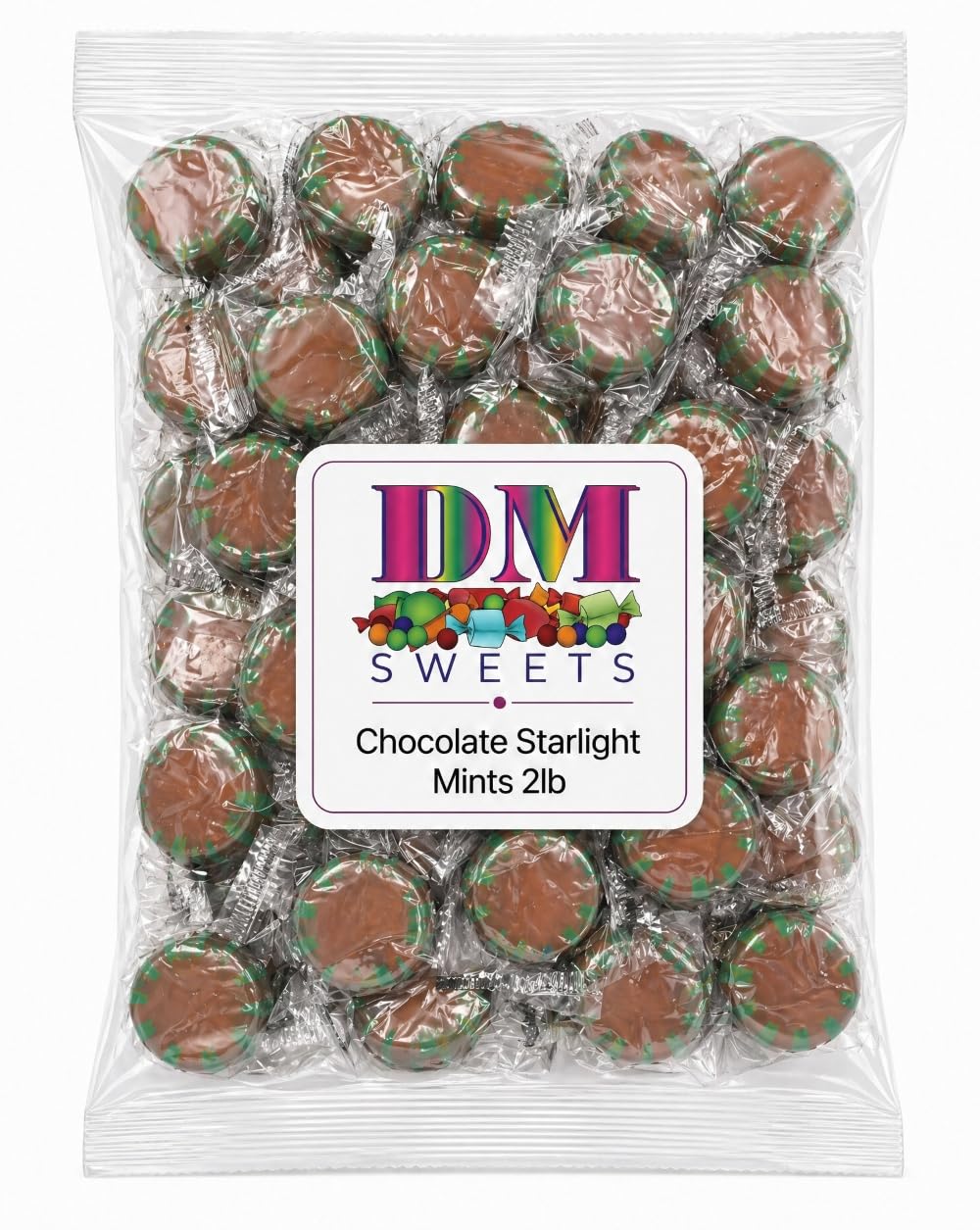 Chocolate Starlight Mints - Individually Wrapped Hard Candy, 2 lb Bulk Bag - Rich Flavor - Perfect for Offices, Parties, Candy Bowls & Events