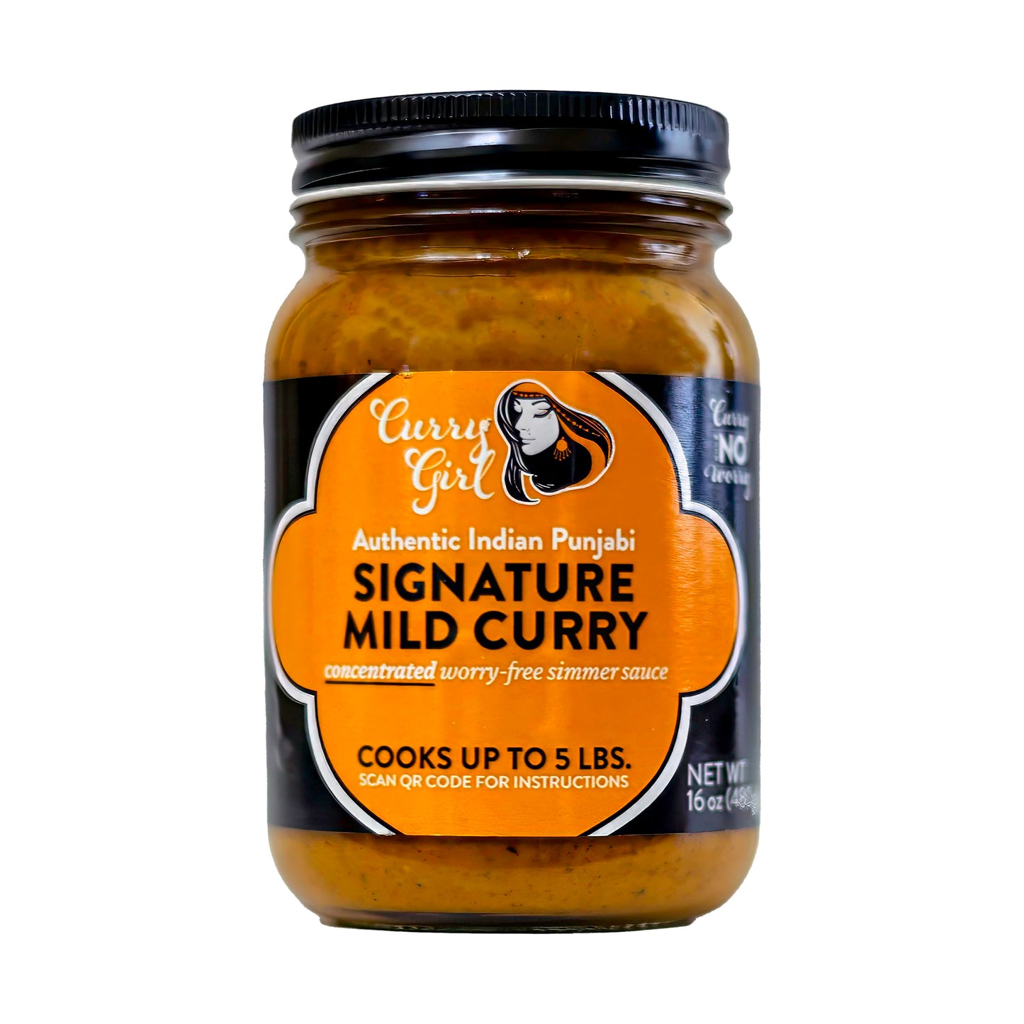 Curry Girl Signature Original Curry Sauce, Hot/Mild, 16 oz - Authentic Indian Simmer Sauce, Vegan, Gluten?Free, All?Natural, Bold Flavor for Chicken