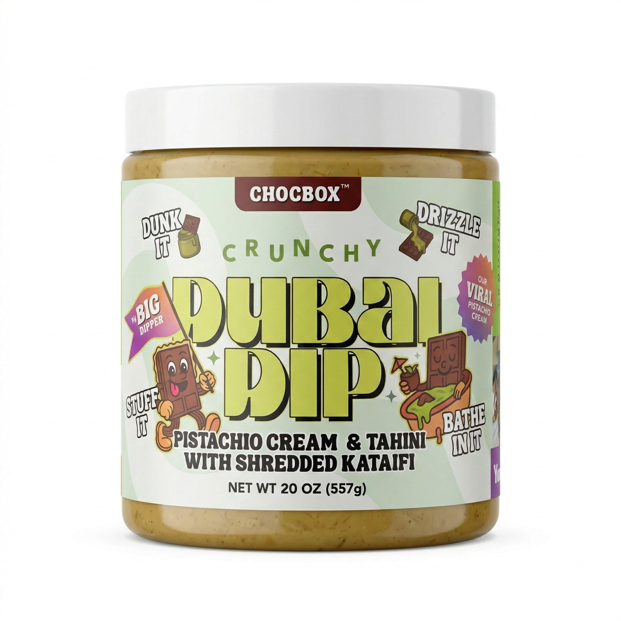 Chocbox Pistachio Cream Spread - Viral Dubai Chocolate Filling with Tahini & Crispy Kataifi - Sweet Savory Dessert Dip - Mother's Day, Gift (20oz)