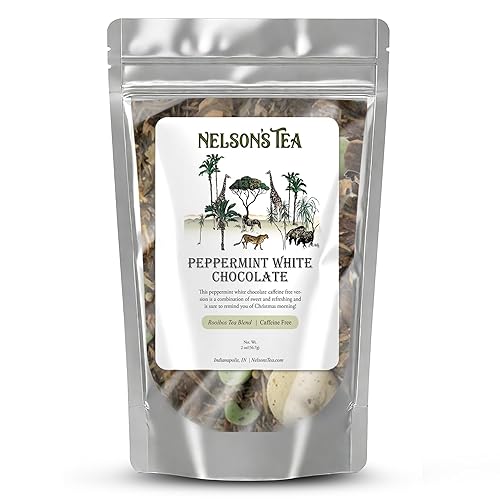 Nelson's Tea - Peppermint White Chocolate - Caffeine Free - Loose Leaf Tea with Green & Red Rooibos - White Chocolate Peppermint Tea (2 oz)