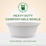 Caboo Disposable Bamboo Paper Bowls, 125 Pack of 14 Ounce Sturdy Biodegradable Bowls, Compostable Bowl, Microwave Safe Party Bowl, Eco Friendly