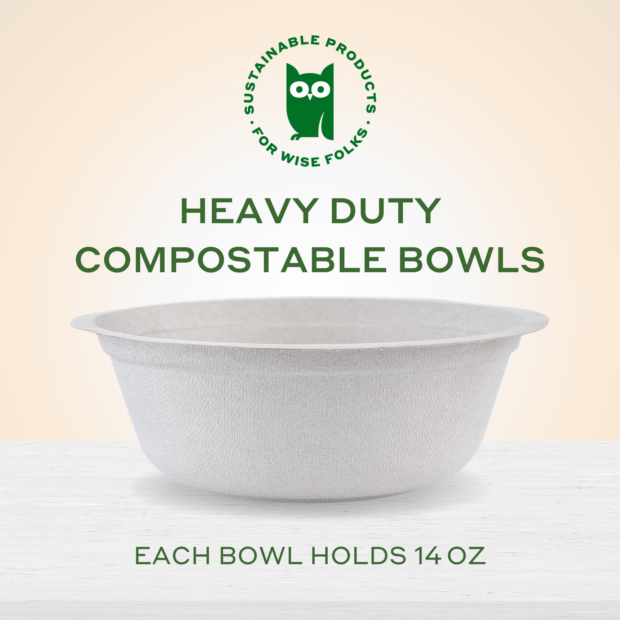 Caboo Disposable Bamboo Paper Bowls, 125 Pack of 14 Ounce Sturdy Biodegradable Bowls, Compostable Bowl, Microwave Safe Party Bowl, Eco Friendly
