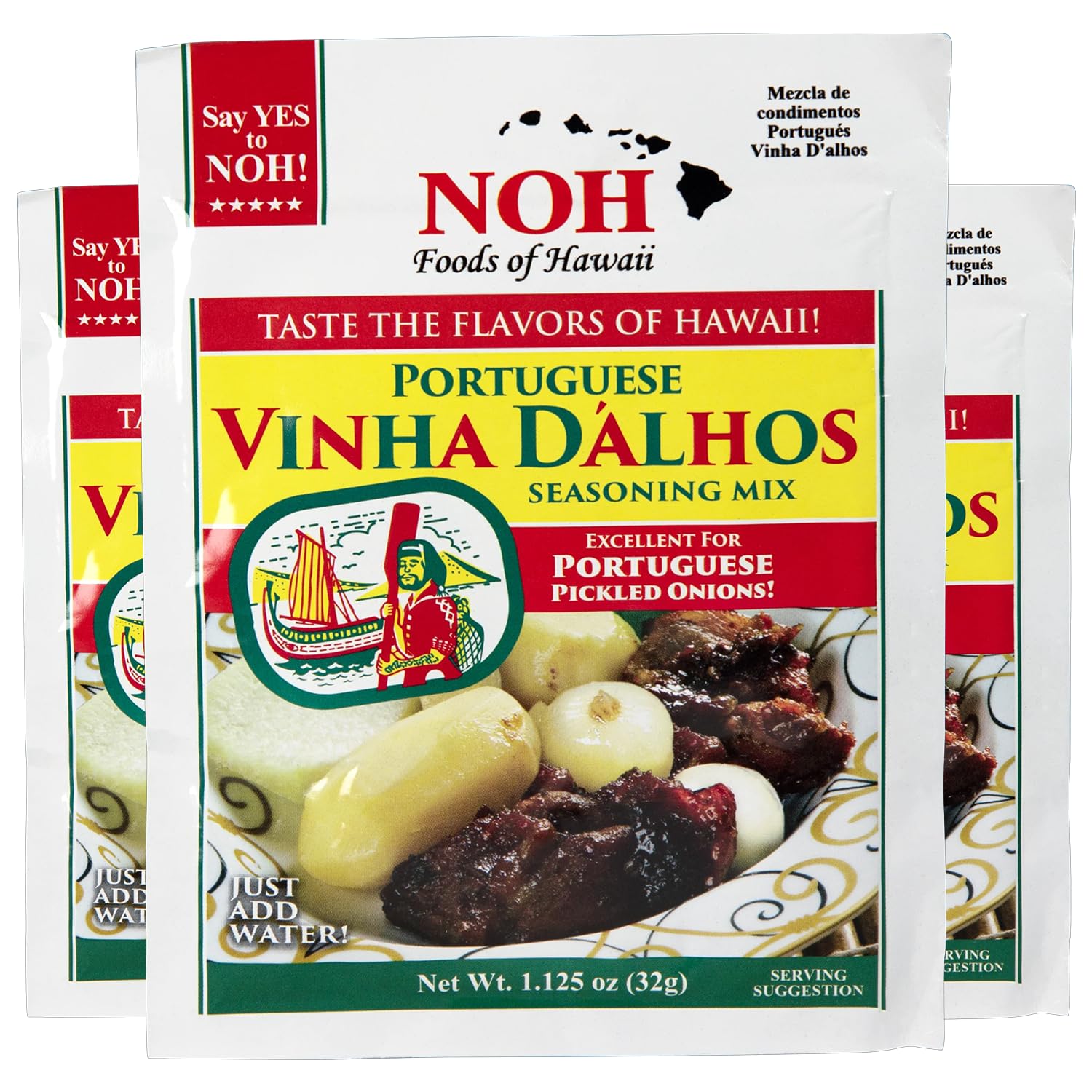 NOH Portuguese Vinha D'alhos Seasoning Mix, 1.125 oz Packet (Pack of 3) - Authentic Portuguese Meat & Fish Seasoning Mix, Ideal for Pork, Chicken
