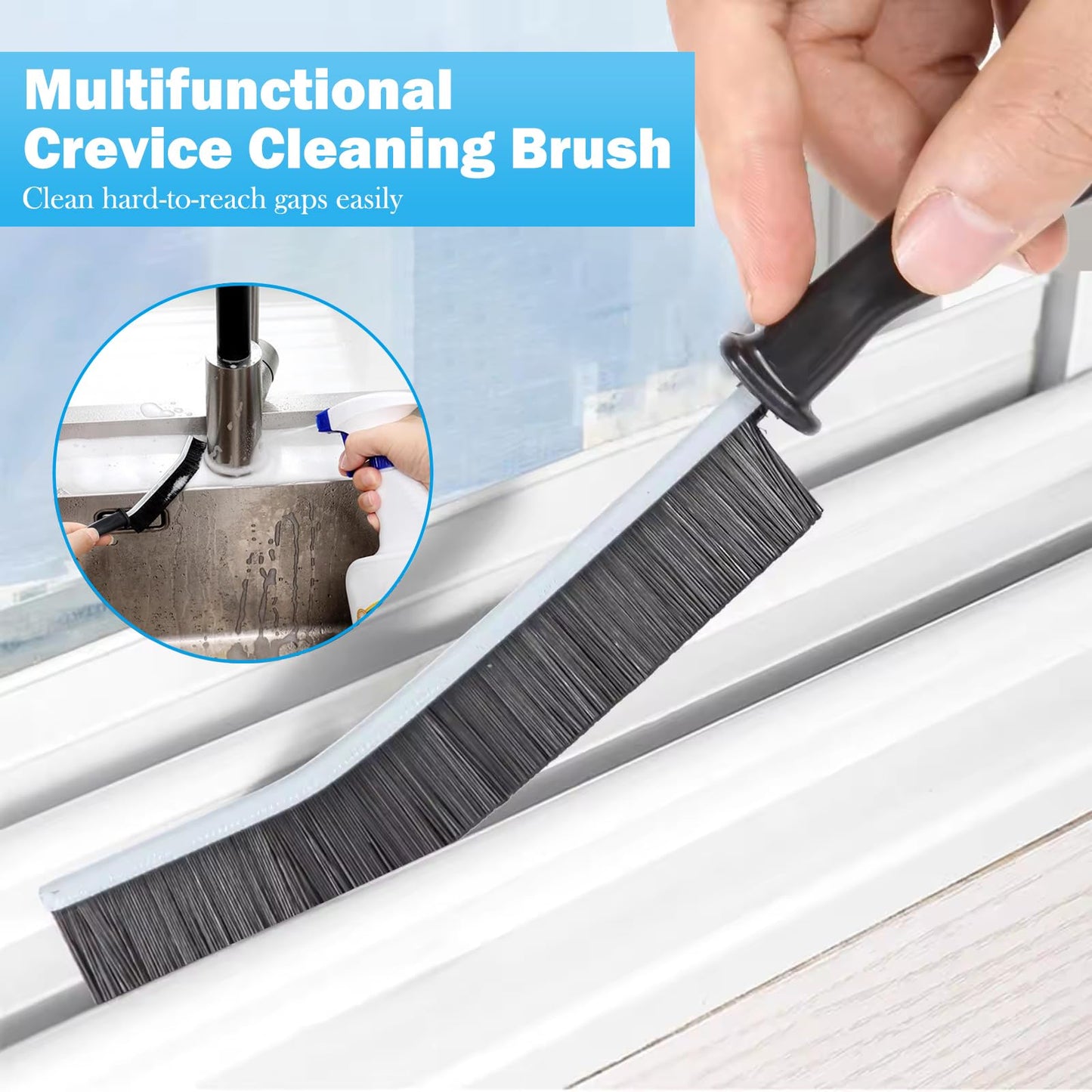 FANTEXY 5 Pieces Crevice Cleaning Brush, Thin Gap Cleaning Brushes Tool with PET Bristles for Kitchen, Bathroom, Household, Windows Groove, Faucet